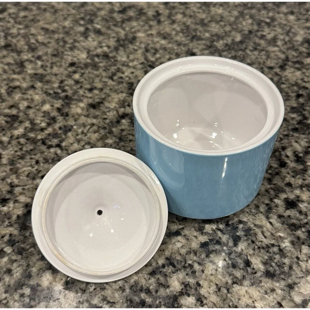 Vintage MIKASA Focus Shape Blue Sugar Bowl With Lid